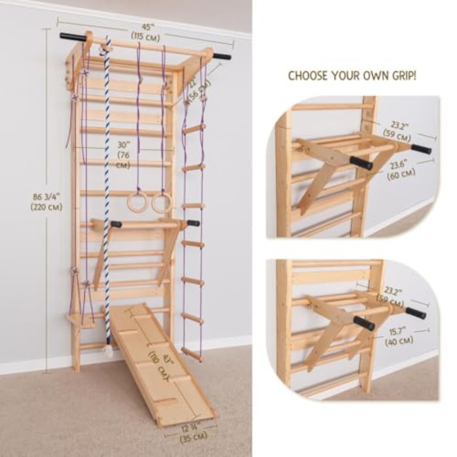 Swedish Ladder Wall Bars with  - огляд і ціна Gymnastic Ring Wood