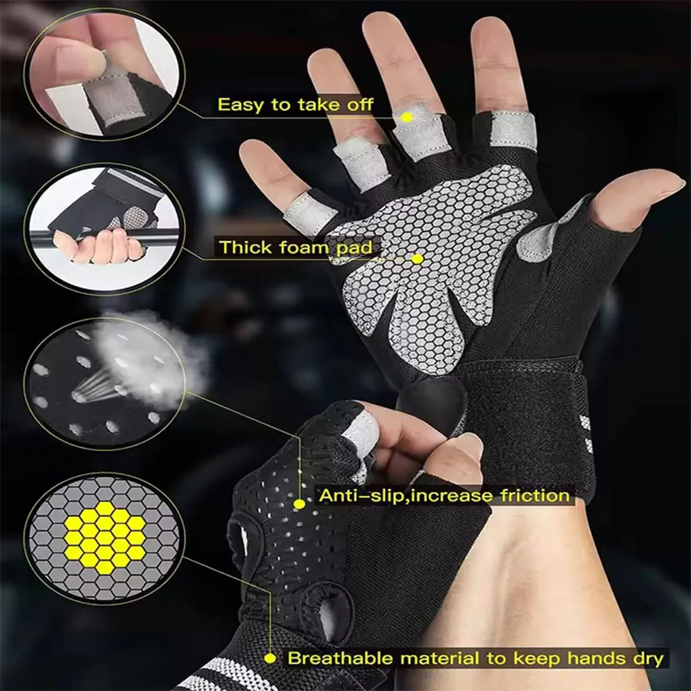 1Pair Half Finger Gym Fitness  - огляд і ціна Crossfit Workout With Equipment