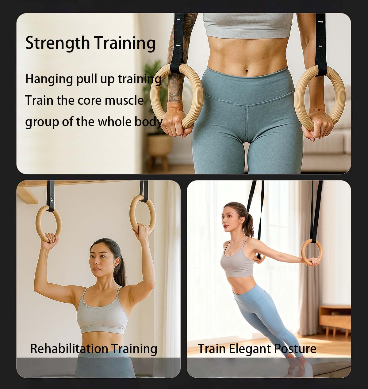 Adjustable Wood Gymnastics Rin - огляд і ціна Gymnastic Ring Wood